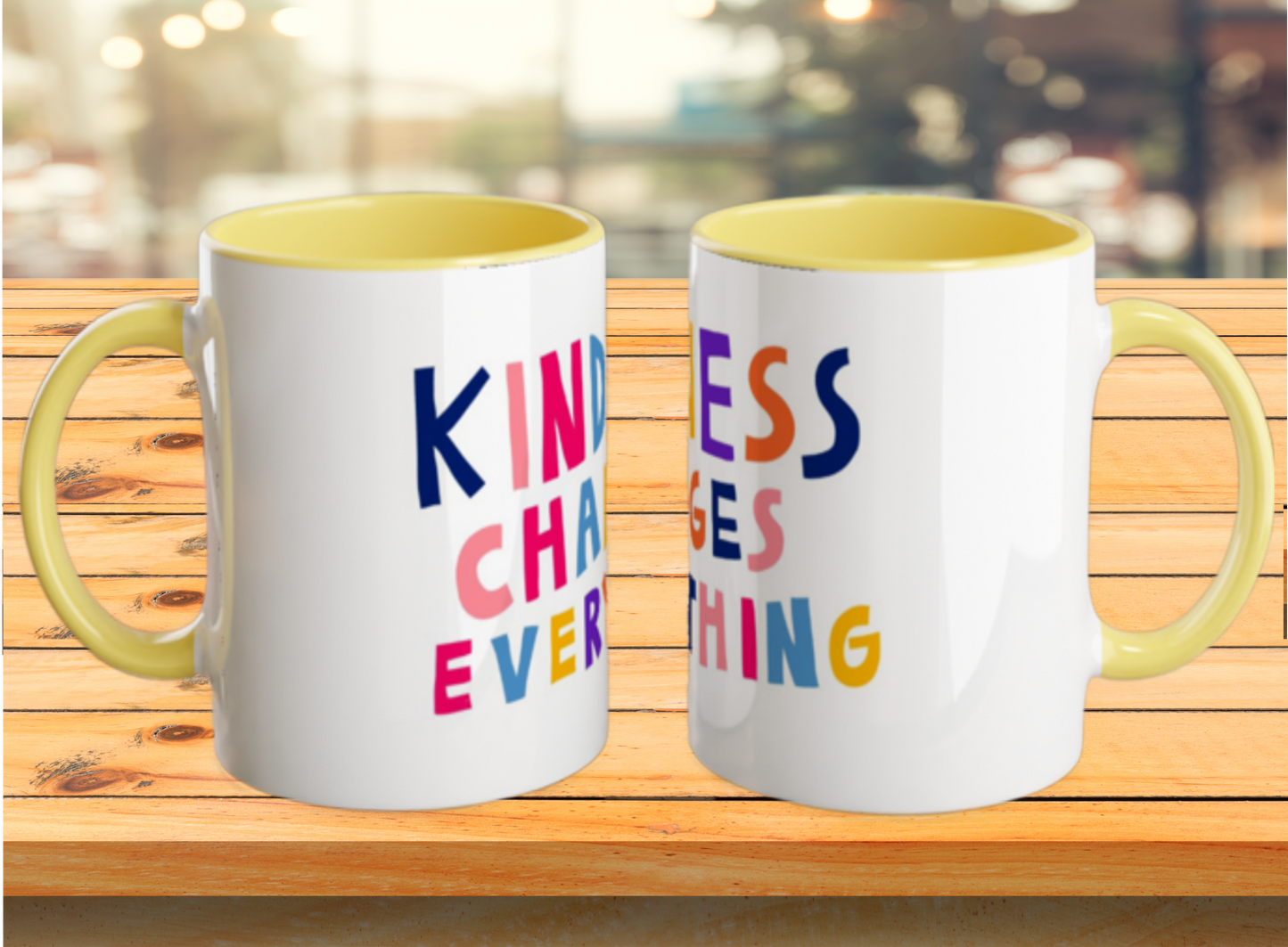 White 11oz Ceramic Mug with Colored Insides and Handle - Image Only - Image can be positioned left, right or centered