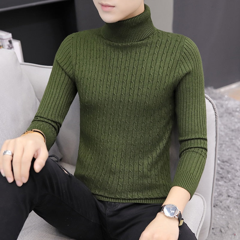 Men's Classic Korean Solid Color Turtleneck Sweater