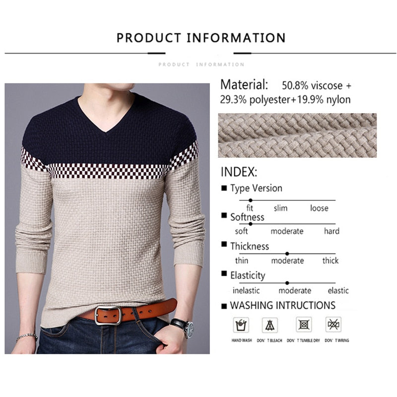 Men's Leisure Pullover V-neck Sweater