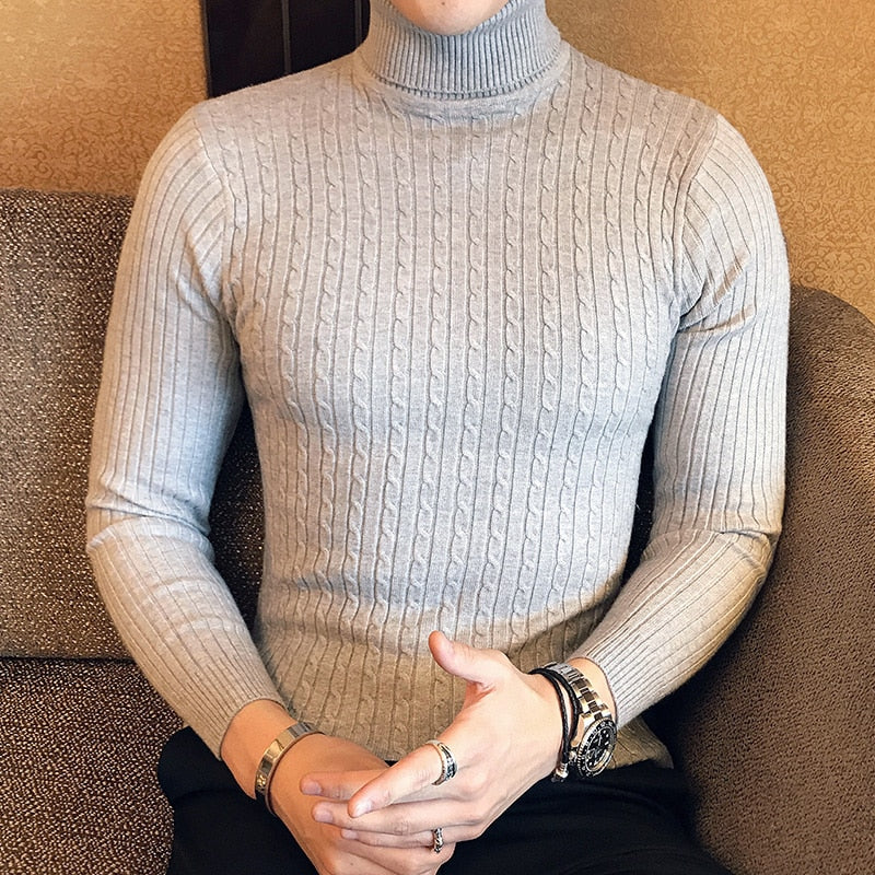 Men's Classic Korean Solid Color Turtleneck Sweater