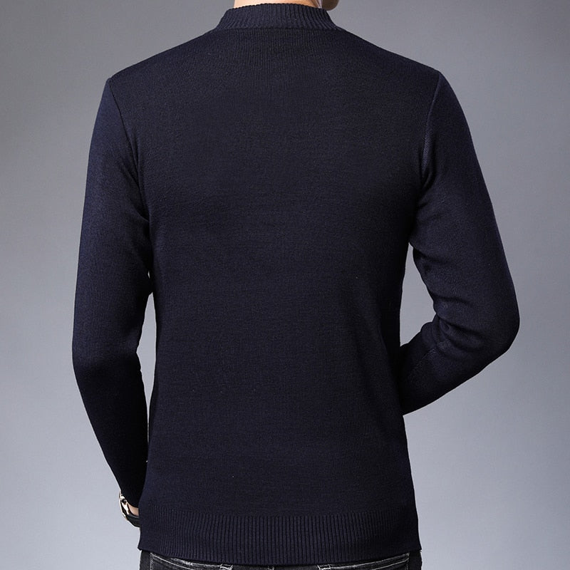 Men's Striped Plaid Top Zipper Sweater