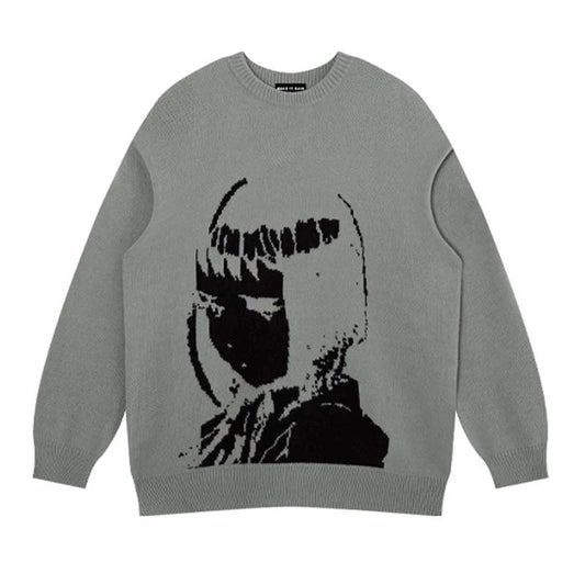 Men's Streetwear Vintage Retro Japanese Style Anime Portrait Sweater