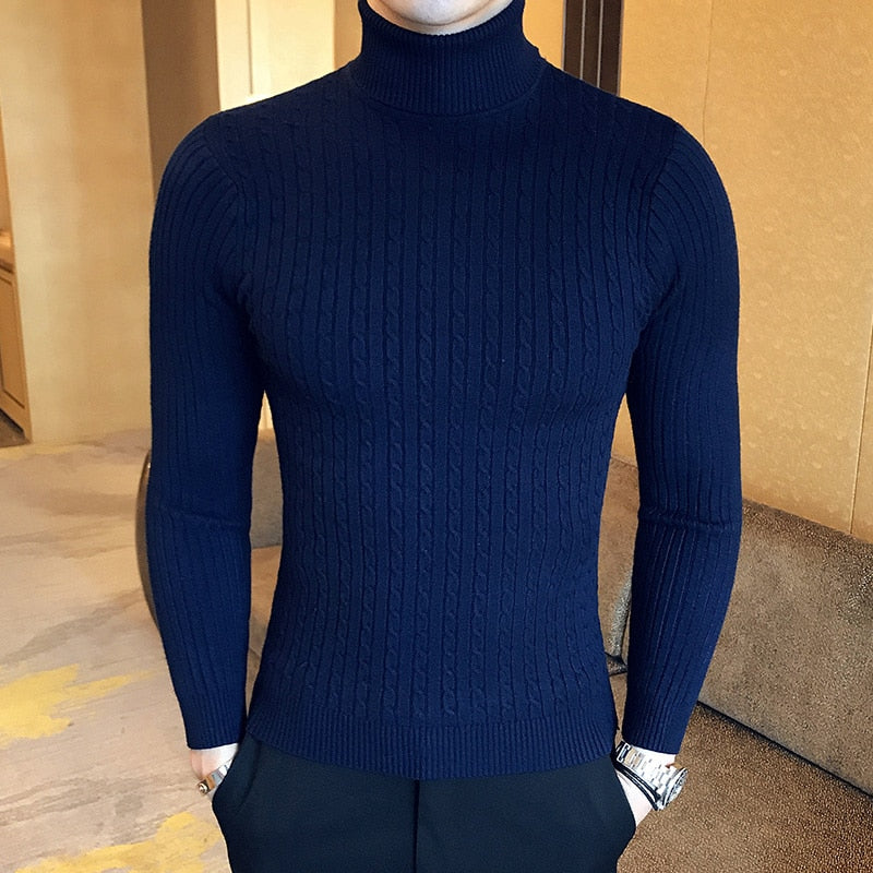 Men's Classic Korean Solid Color Turtleneck Sweater