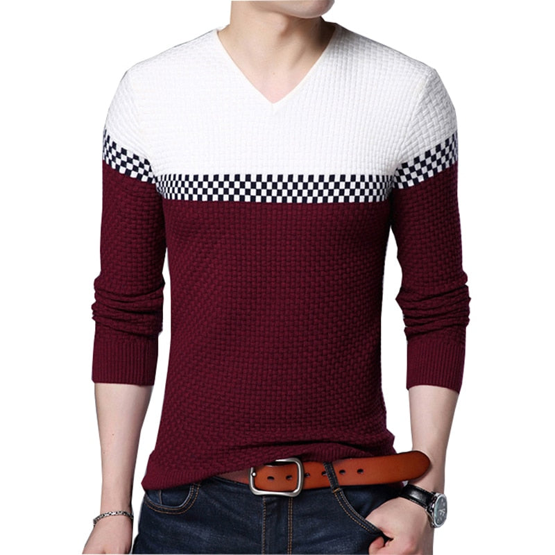 Men's Leisure Pullover V-neck Sweater