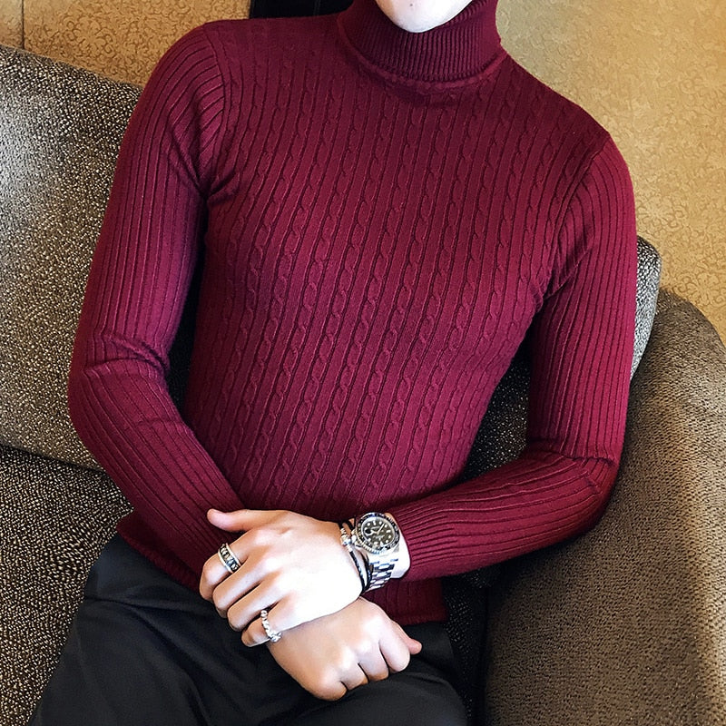 Men's Classic Korean Solid Color Turtleneck Sweater