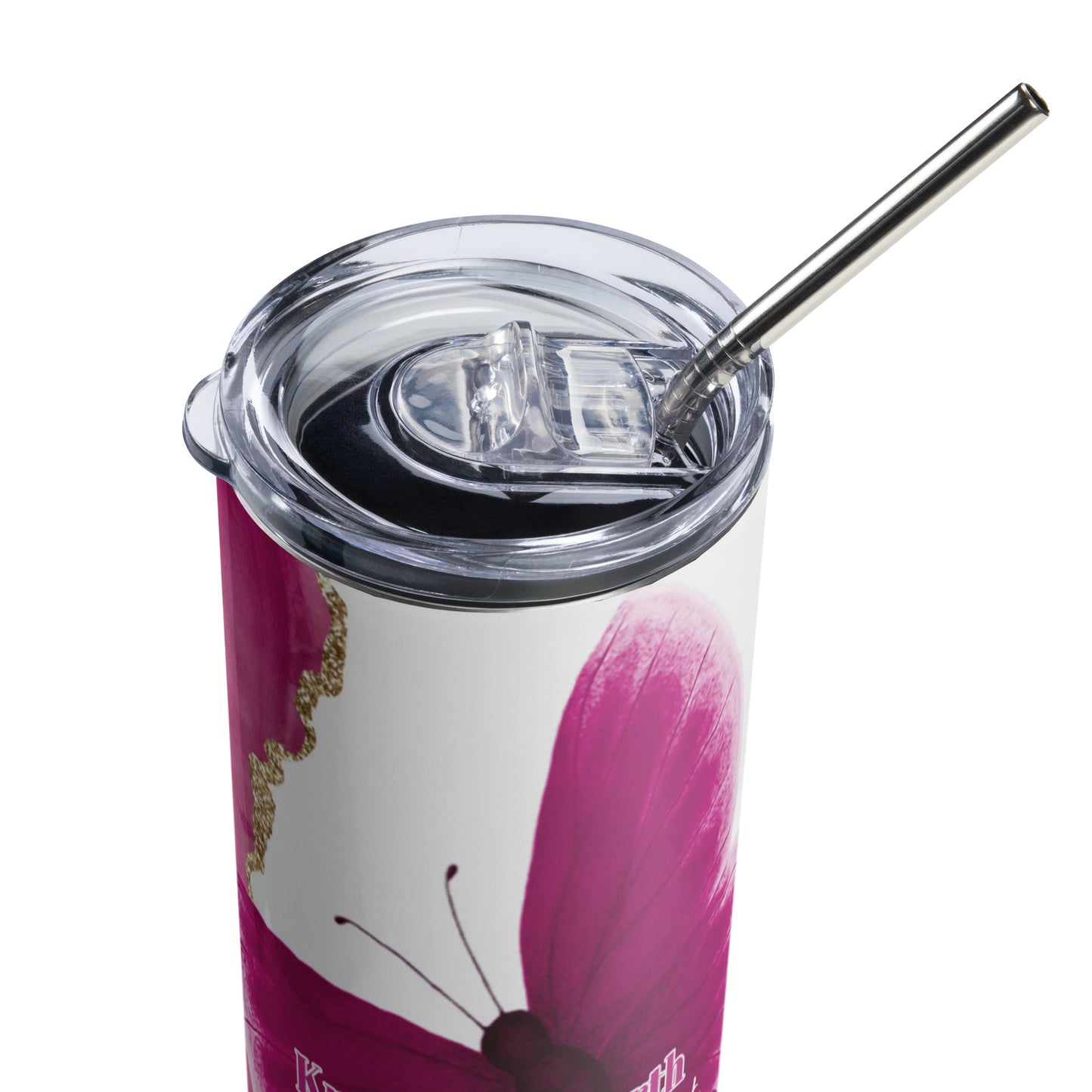 Stainless Steel Tumbler - Pink and Glitter Gold - KNOW YOUR WORTH