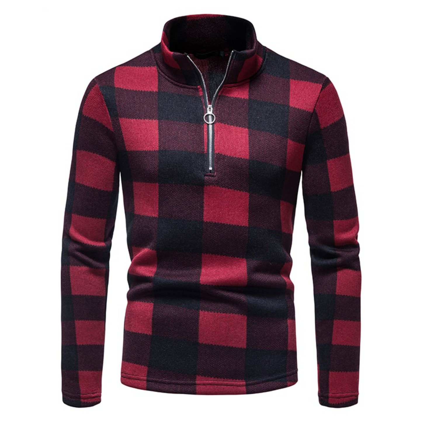 Men's Stand-up Collar Top Zipper Long-Sleeved Sweater