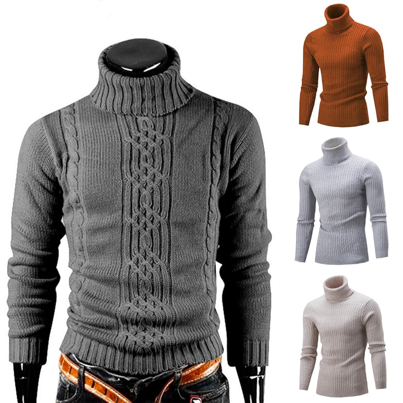 Men's Retro Warm Long Sleeve Turtleneck Sweater