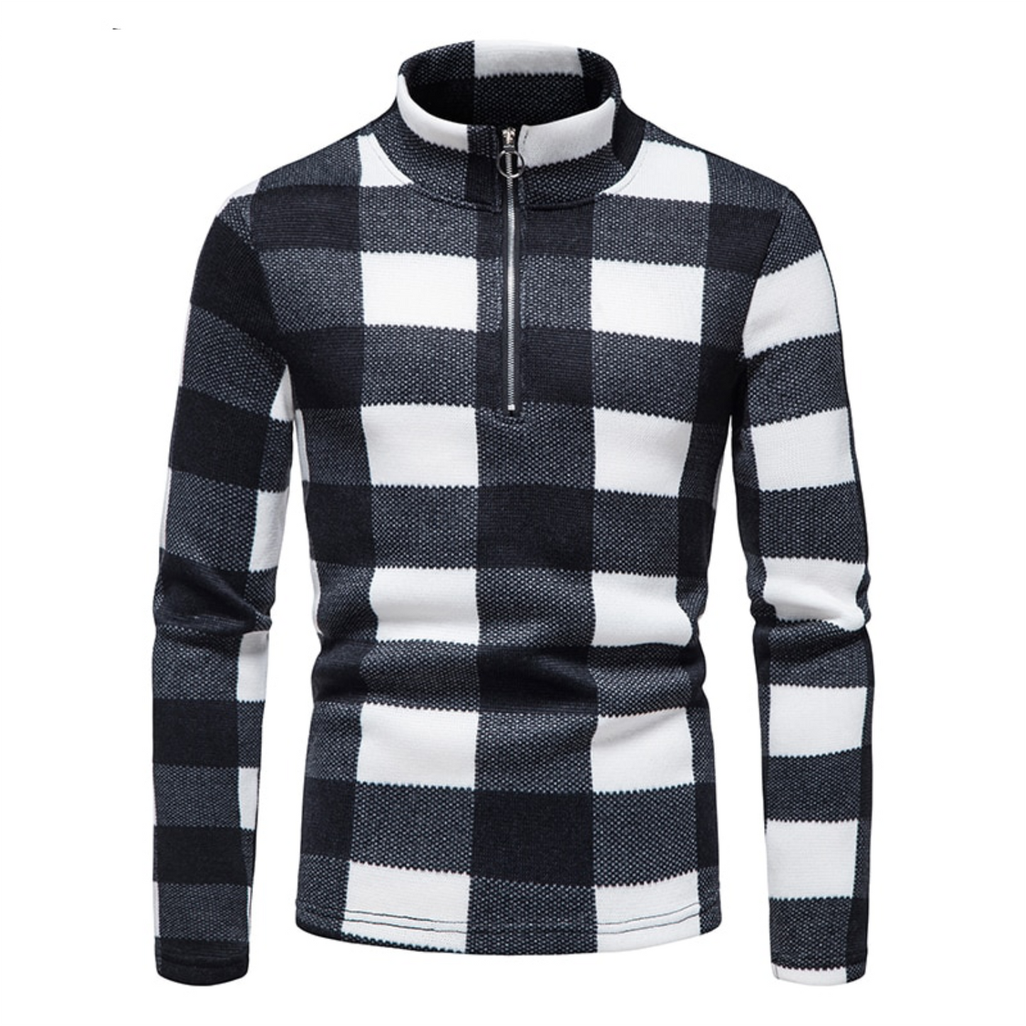 Men's Stand-up Collar Top Zipper Long-Sleeved Sweater