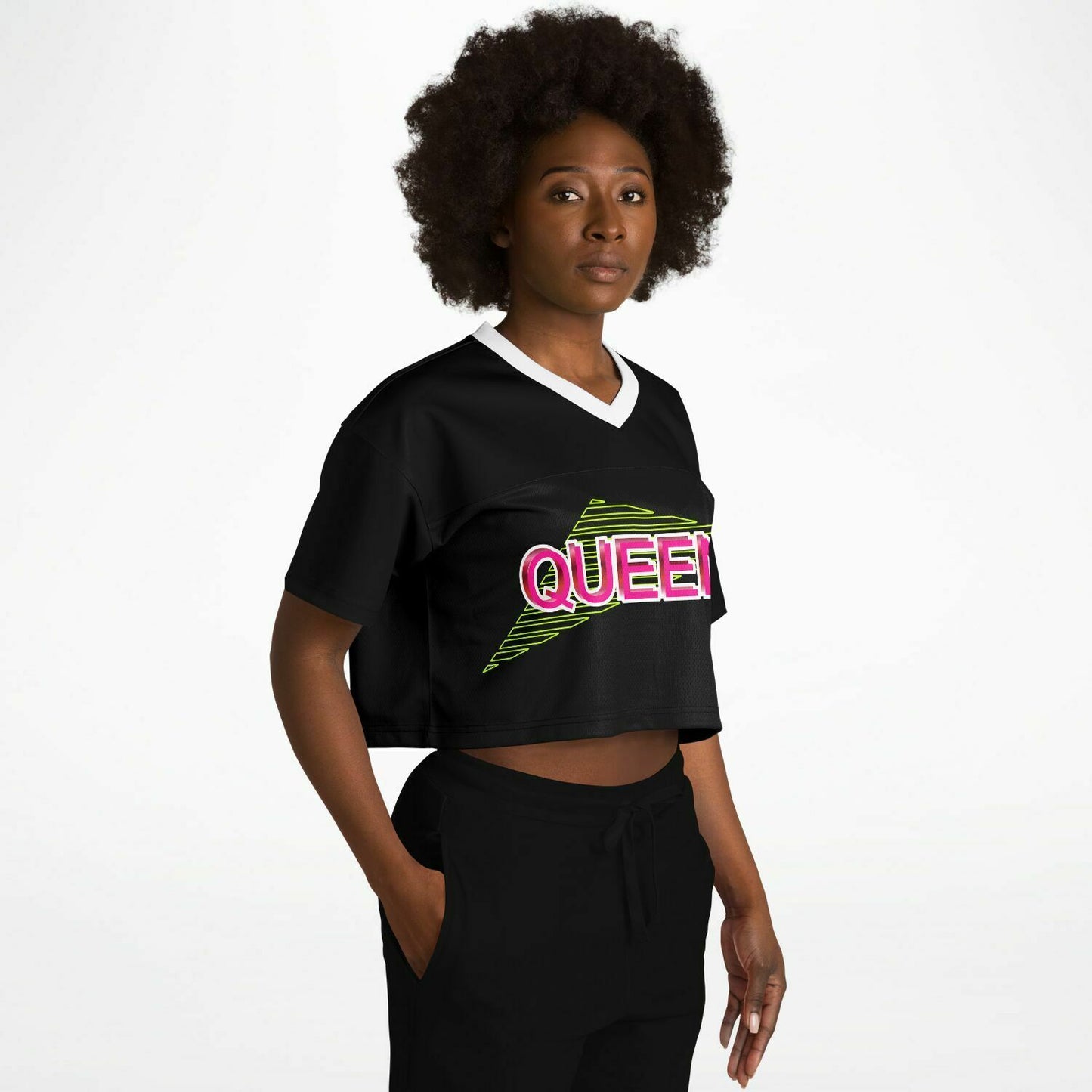 Queen - Pink with Black and Lime Green Stripes