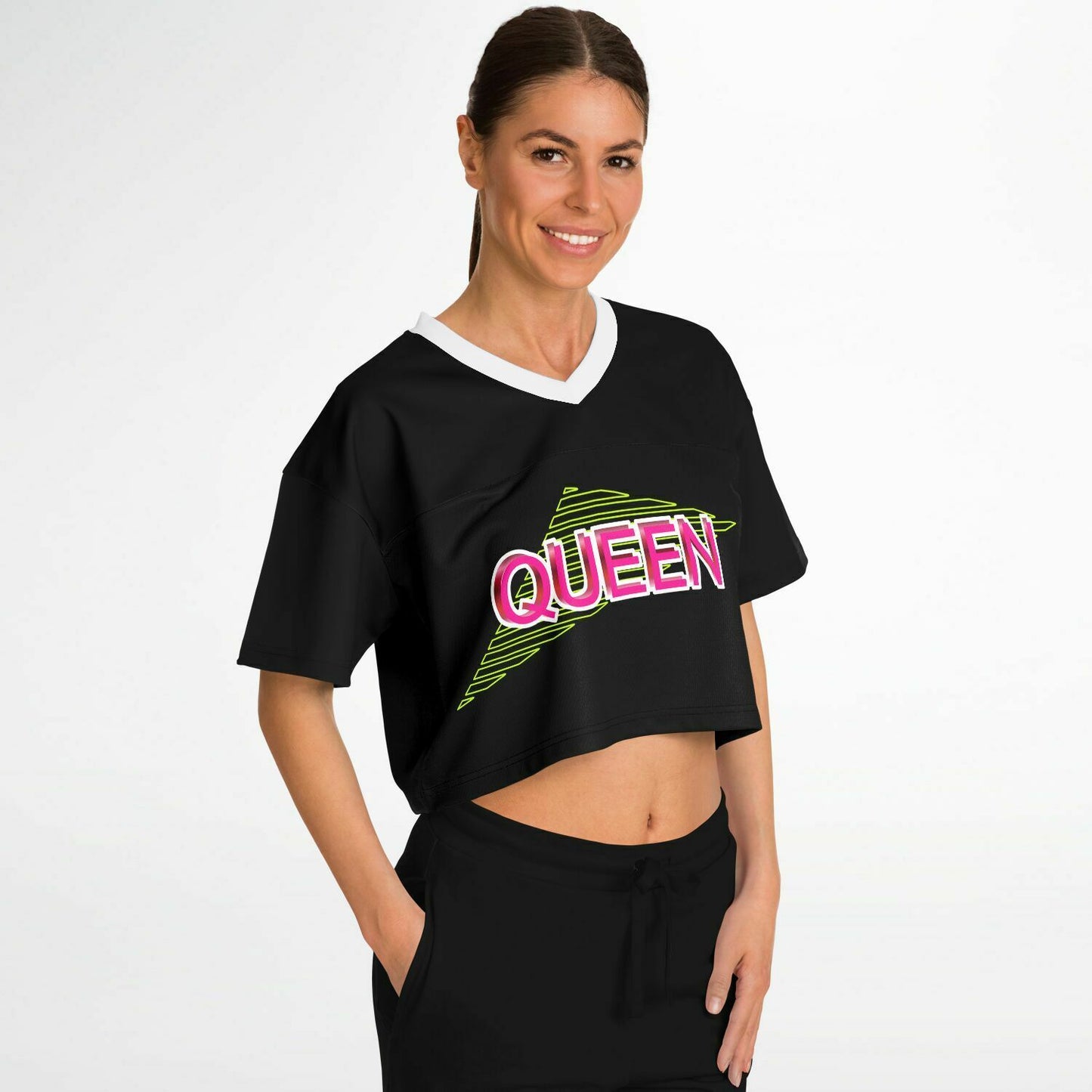 Queen - Pink with Black and Lime Green Stripes
