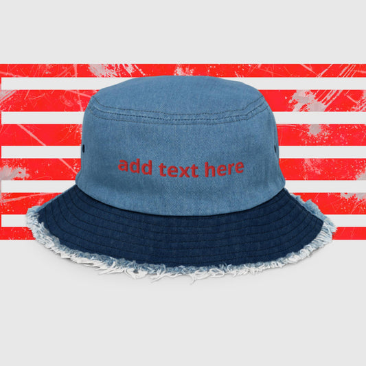Distressed denim bucket hat