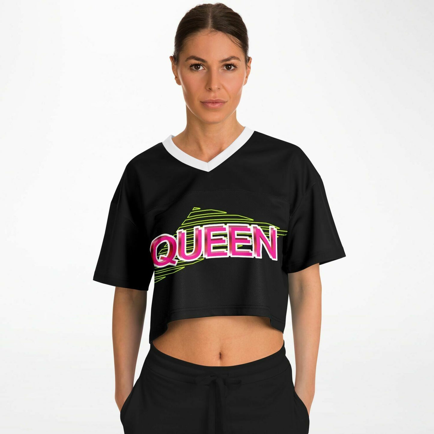 Queen - Pink with Black and Lime Green Stripes