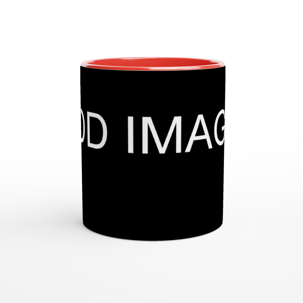 White 11oz Ceramic Mug with Colored Insides and Handle - Image Only - Image can be positioned left, right or centered