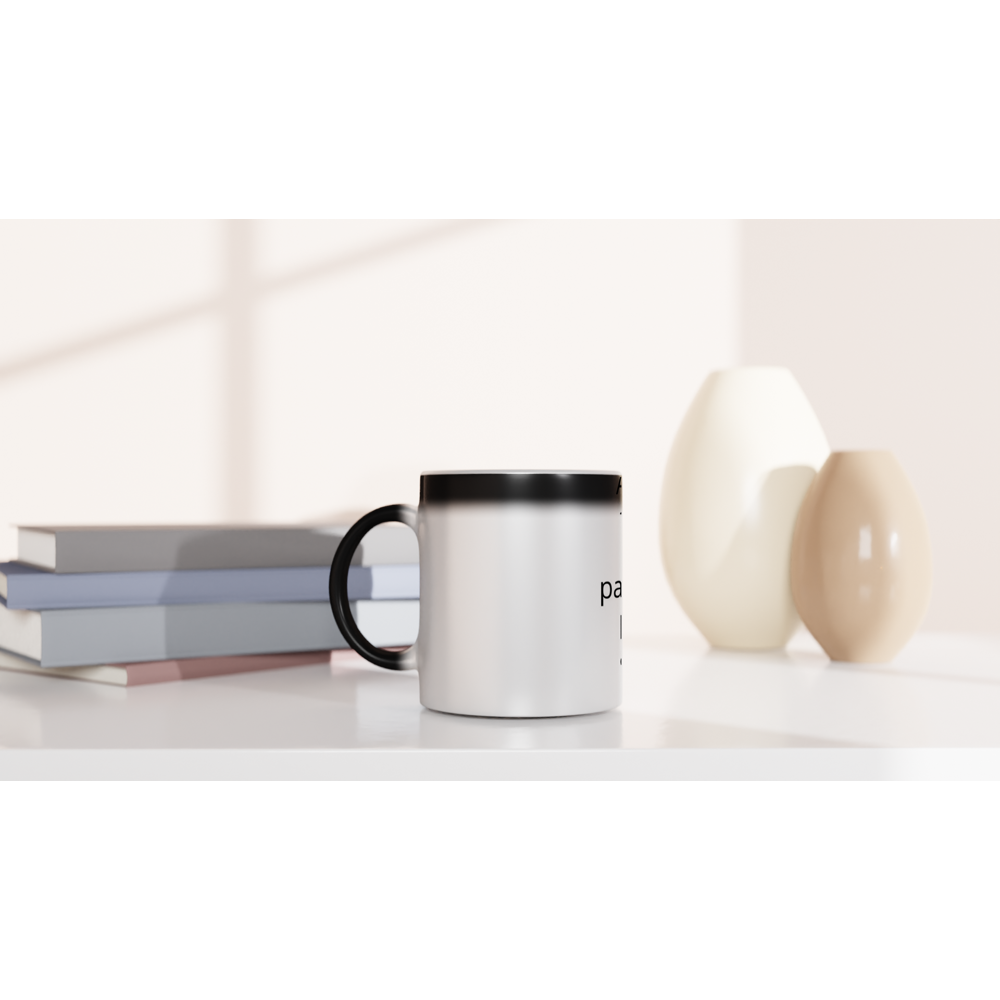 Magic 11oz Black Ceramic Mug - Text Reveal - Text can be positioned left, right or centered - When a hot beverage is added, the mug reveals your beautiful artwork!