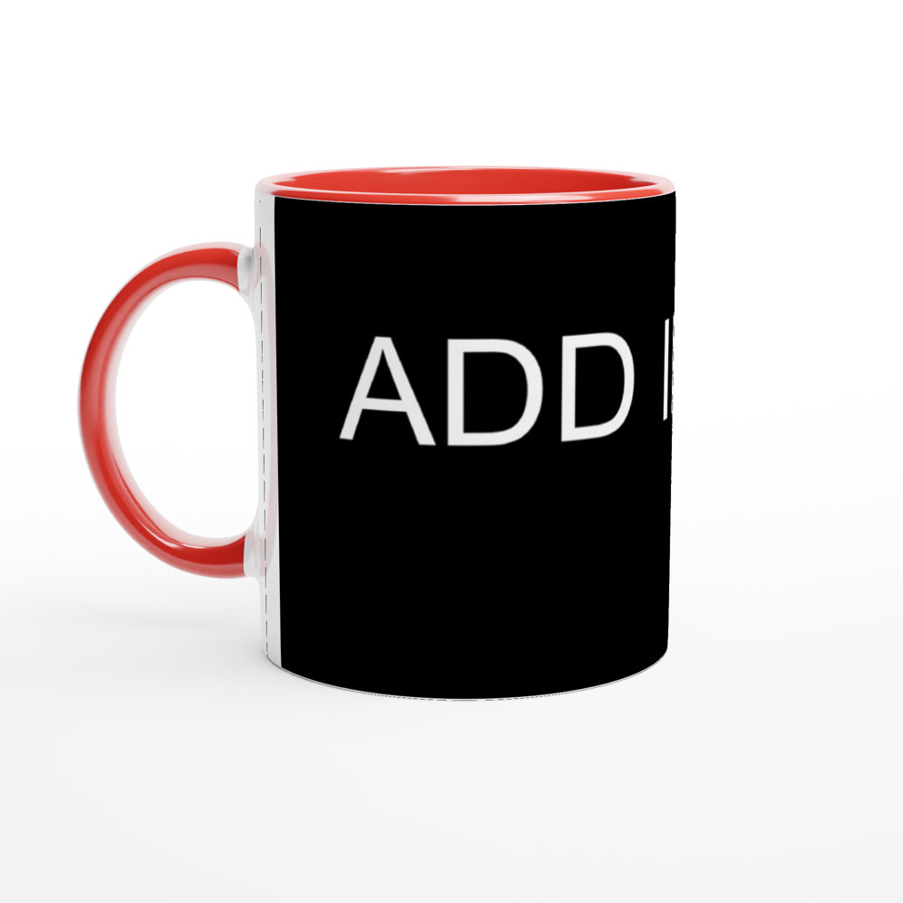White 11oz Ceramic Mug with Colored Insides and Handle - Image Only - Image can be positioned left, right or centered