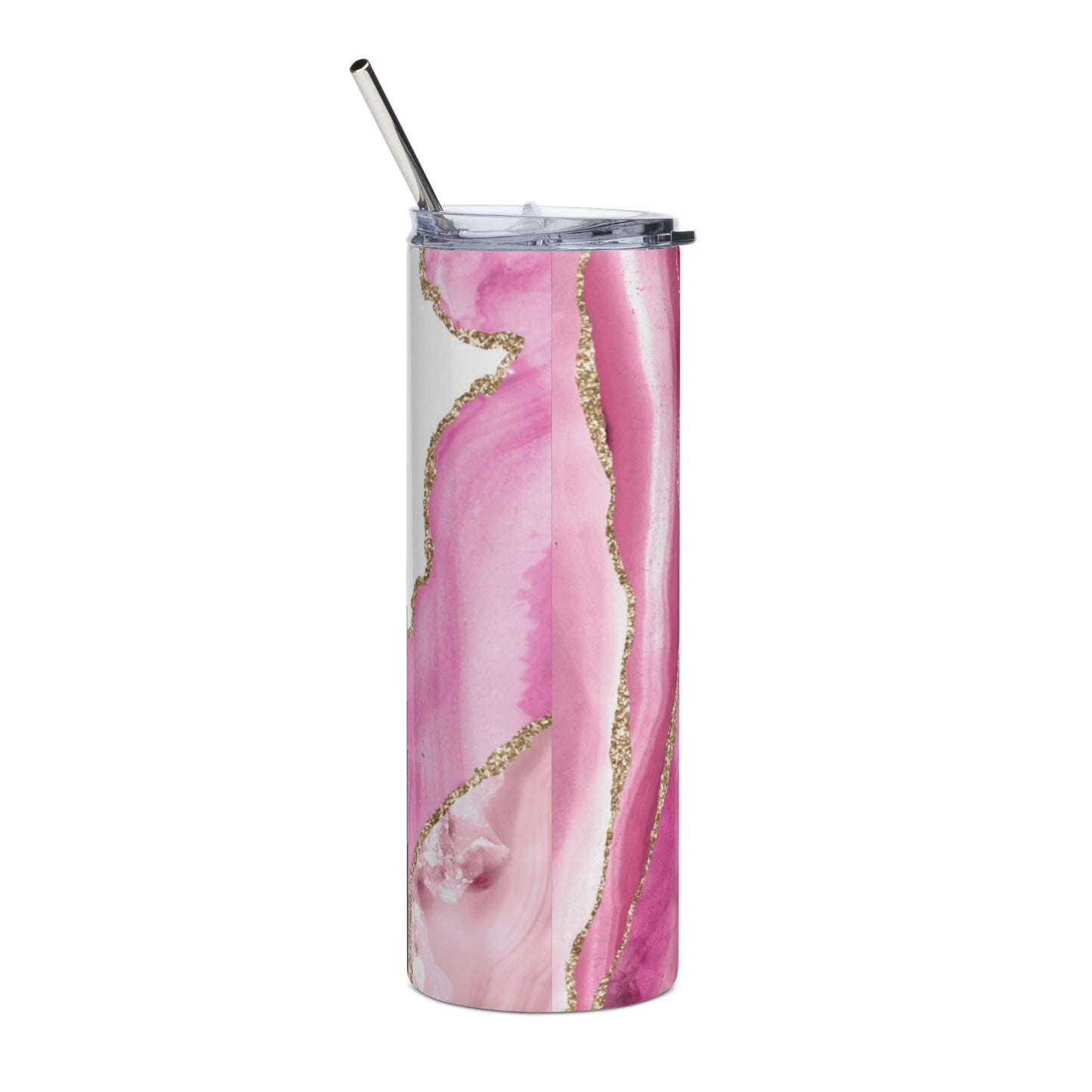 Stainless Steel Tumbler - Pink and Glitter Gold - SELF LOVE RESPECT CARE