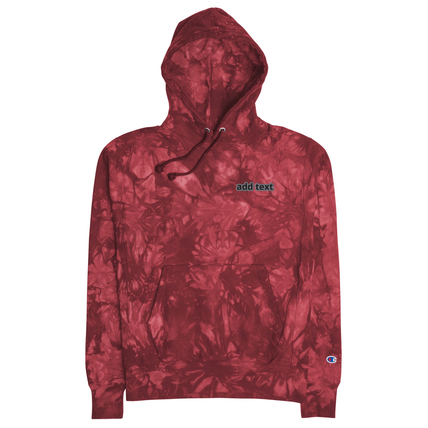 Champion Tie-Dye Hoodie - Embroidered Customizable - Black Text/Gray Outline - Unisex