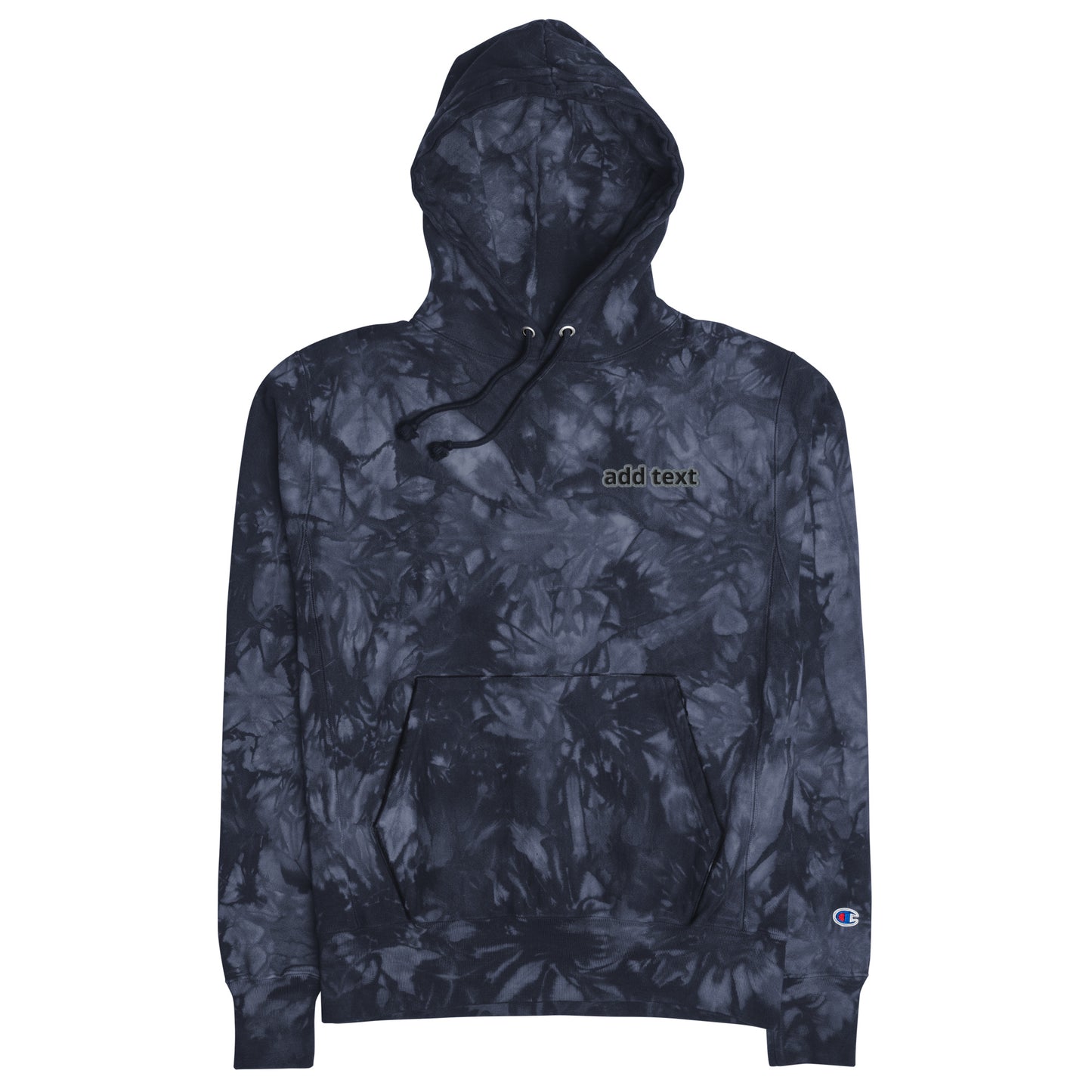 Champion Tie-Dye Hoodie - Embroidered Customizable - Black Text/Gray Outline - Unisex