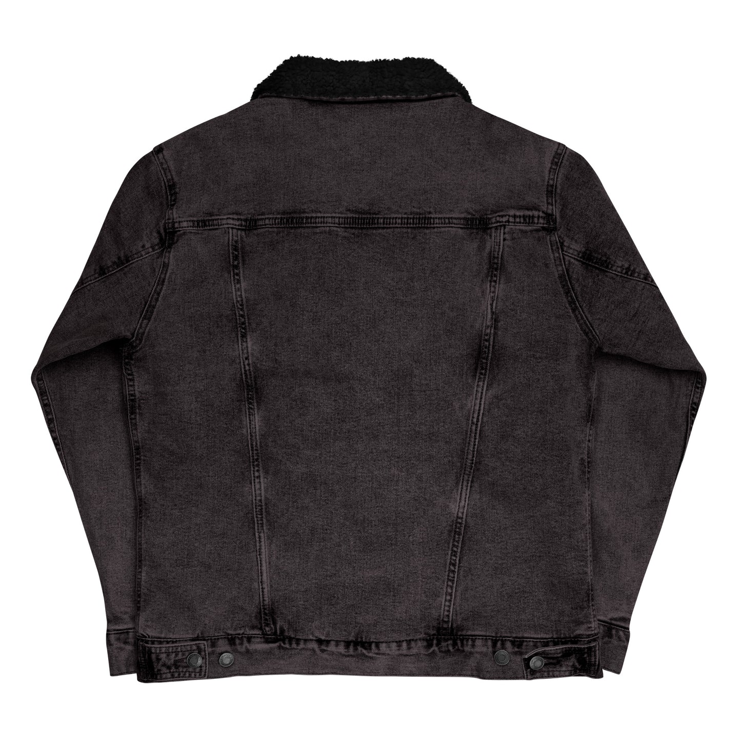 Denim Sherpa Jacket - Embroidered Customizable - Gray Text-Black Outline - Unisex