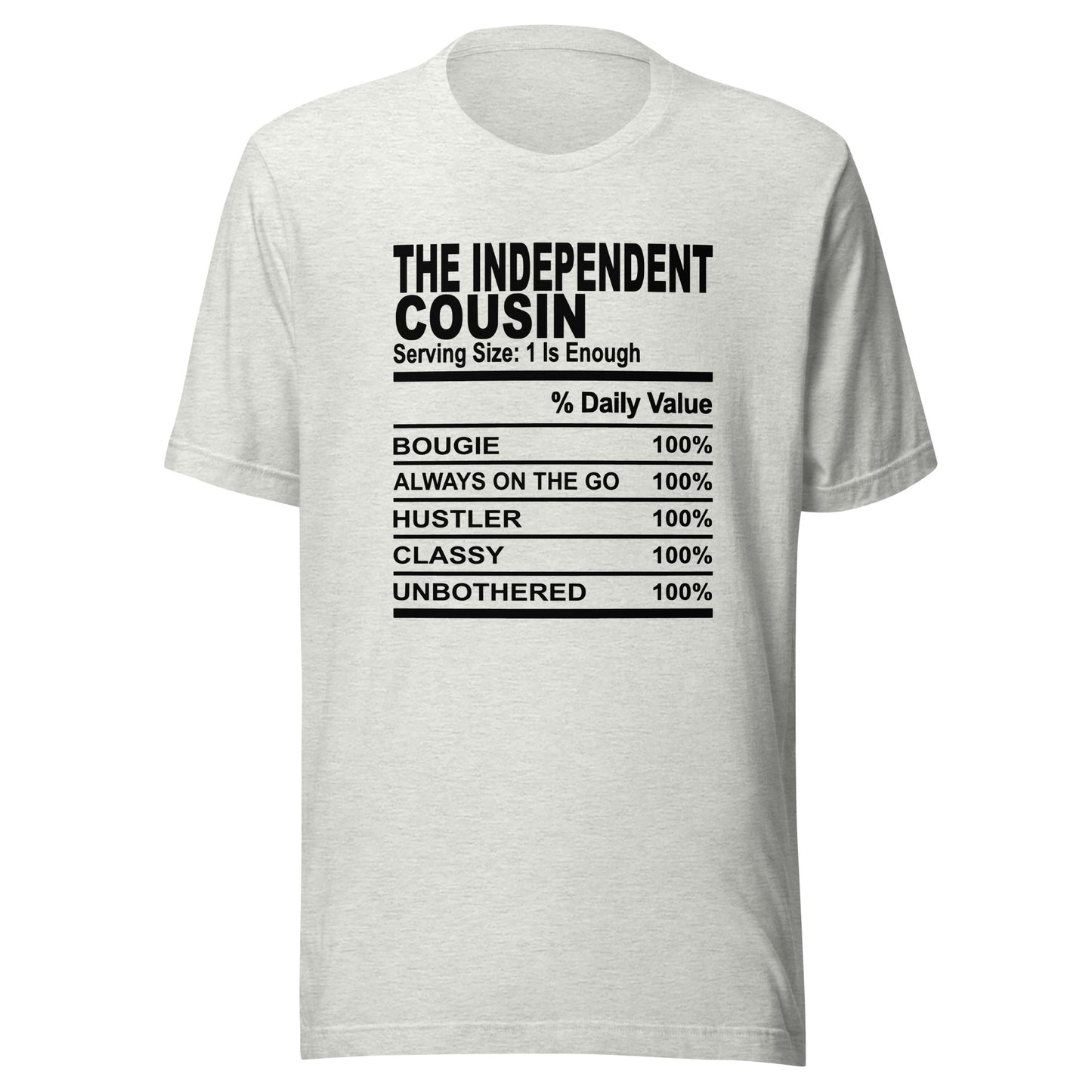 THE INDEPENDENT COUSIN - 2XL-3XL - Unisex T-Shirt (black print)