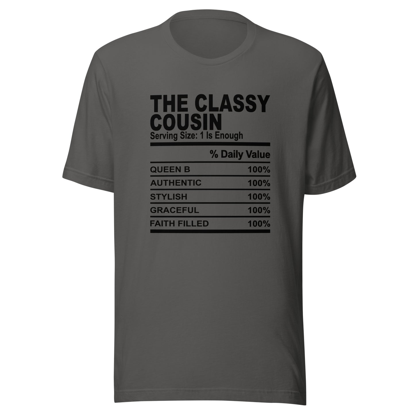 THE CLASSY COUSIN - S-M - Unisex T-Shirt (black print)