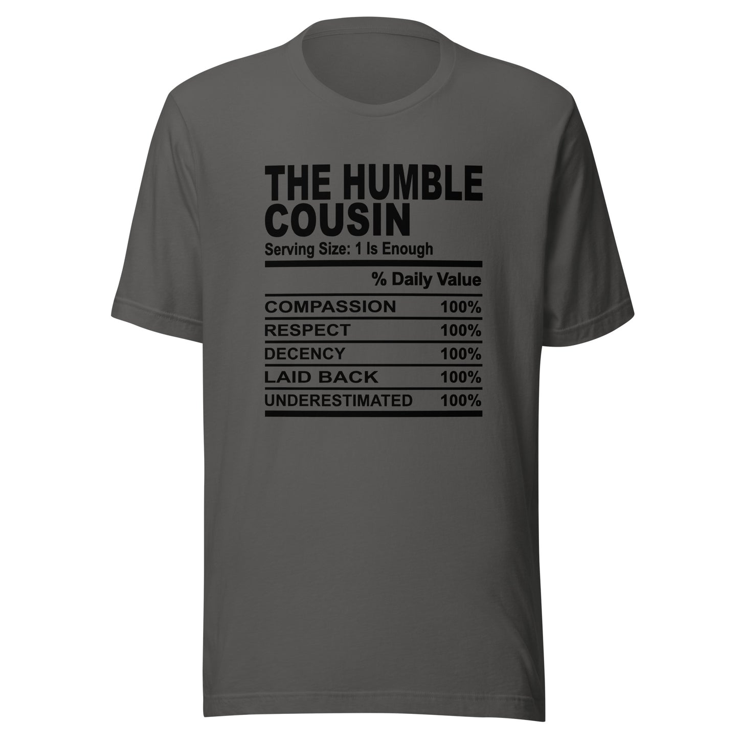 THE HUMBLE COUSIN - L-XL - Unisex T-Shirt (black print)