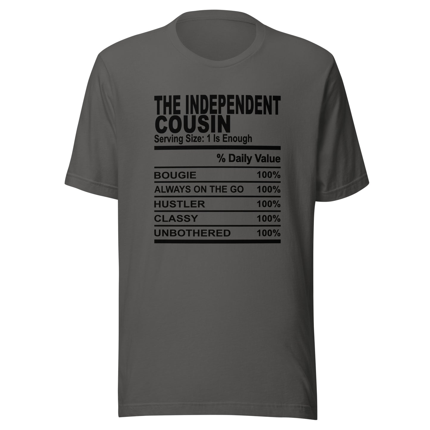THE INDEPENDENT COUSIN - L-XL - Unisex T-Shirt (black print)