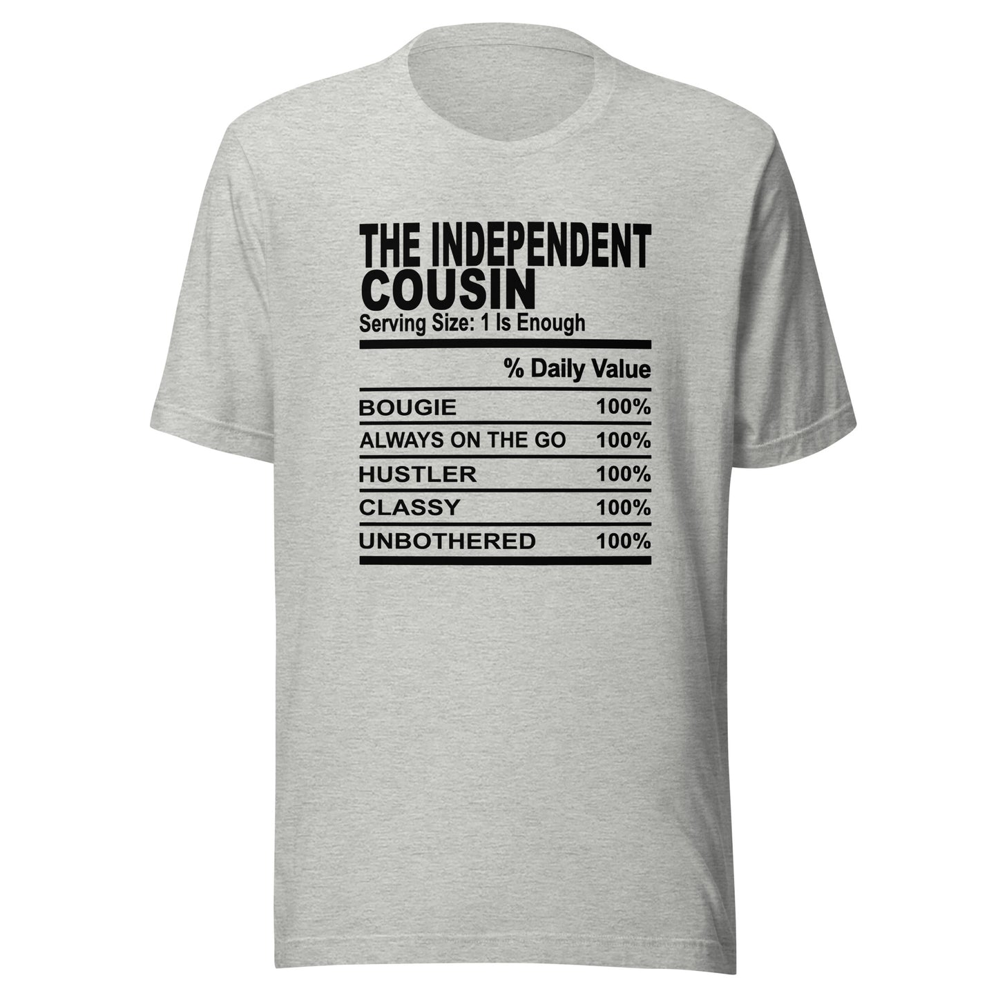 THE INDEPENDENT COUSIN - 2XL-3XL - Unisex T-Shirt (black print)