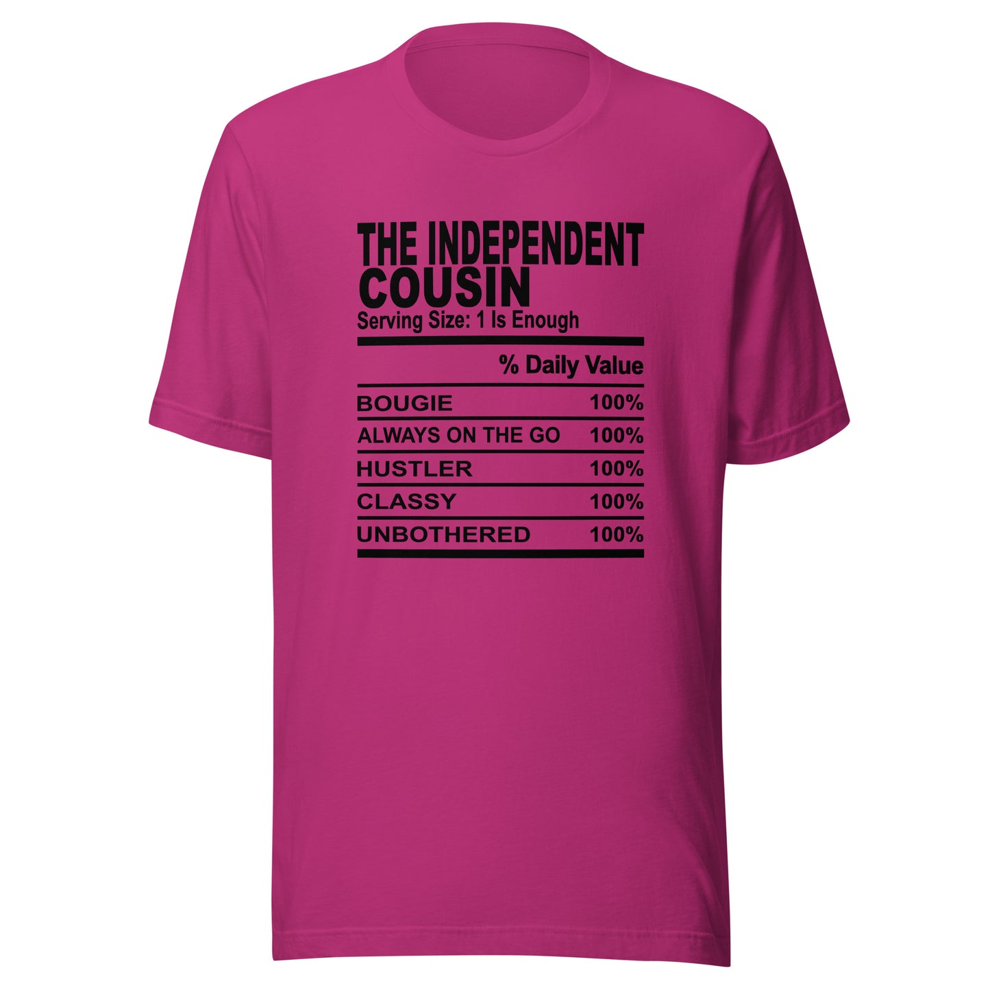 THE INDEPENDENT COUSIN - S-M - Unisex T-Shirt (black print)