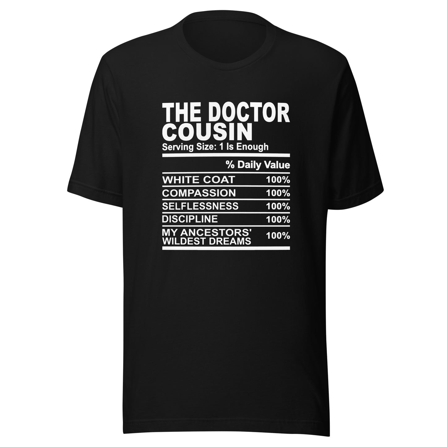 THE DOCTOR COUSIN - 2XL-3XL - Unisex T-Shirt (white print)