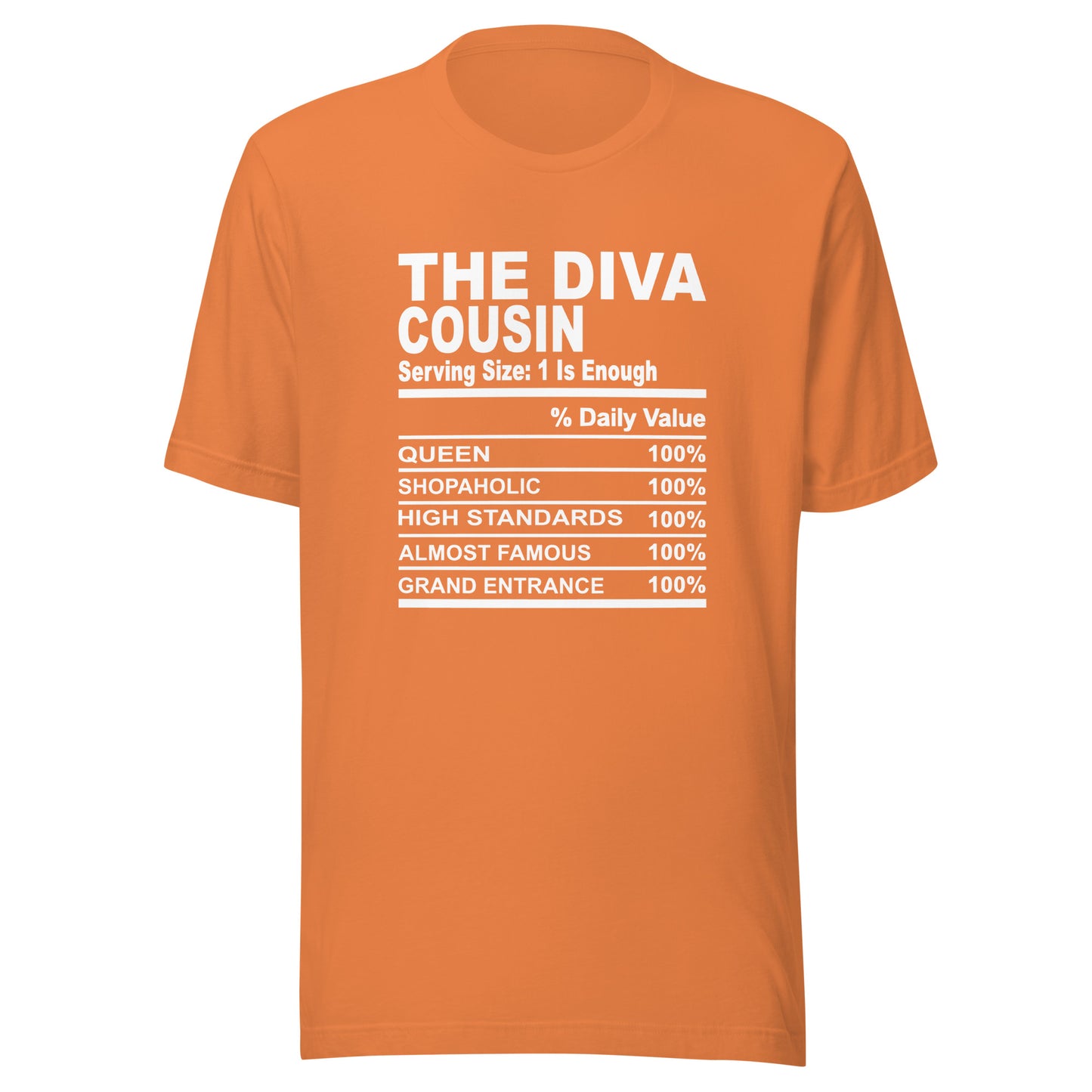 THE DIVA COUSIN - 2XL-3XL - Unisex T-Shirt (white print)