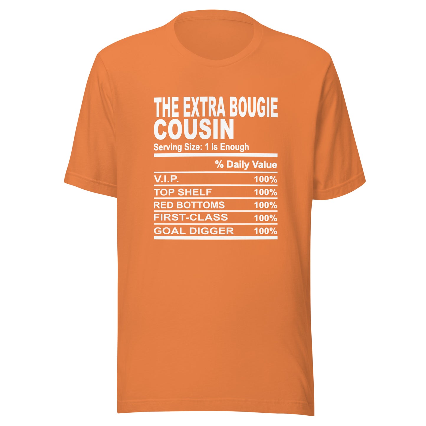 THE EXTRA BOUGIE COUSIN - L-XL - Unisex T-Shirt (white print)
