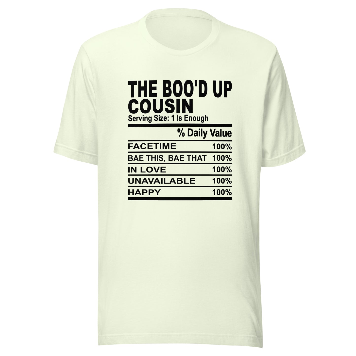 THE BOO'D UP COUSIN - S-M - Unisex T-Shirt (black print)
