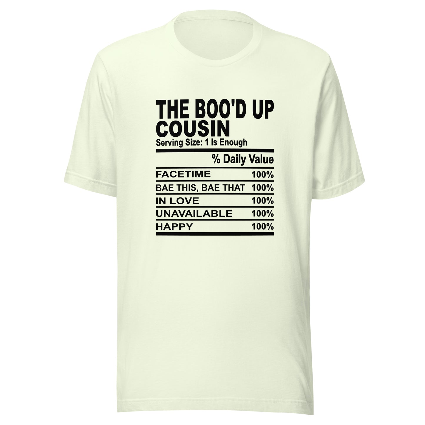 THE BOO'D UP COUSIN - L-XL - Unisex T-Shirt (black print)