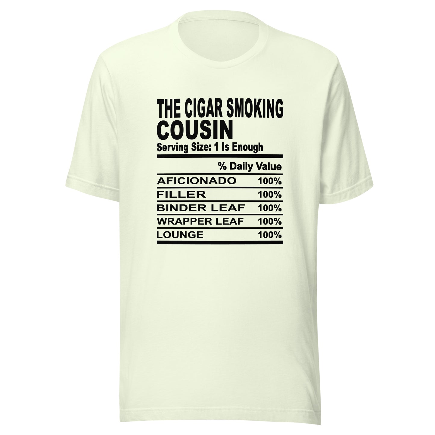 THE CIGAR SMOKING COUSIN - S-M - Unisex T-Shirt (black print)