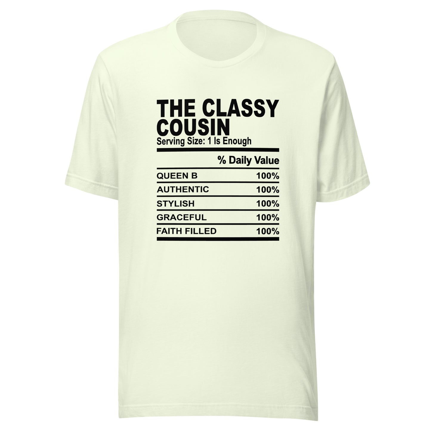 THE CLASSY COUSIN - L-XL - Unisex T-Shirt (black print)