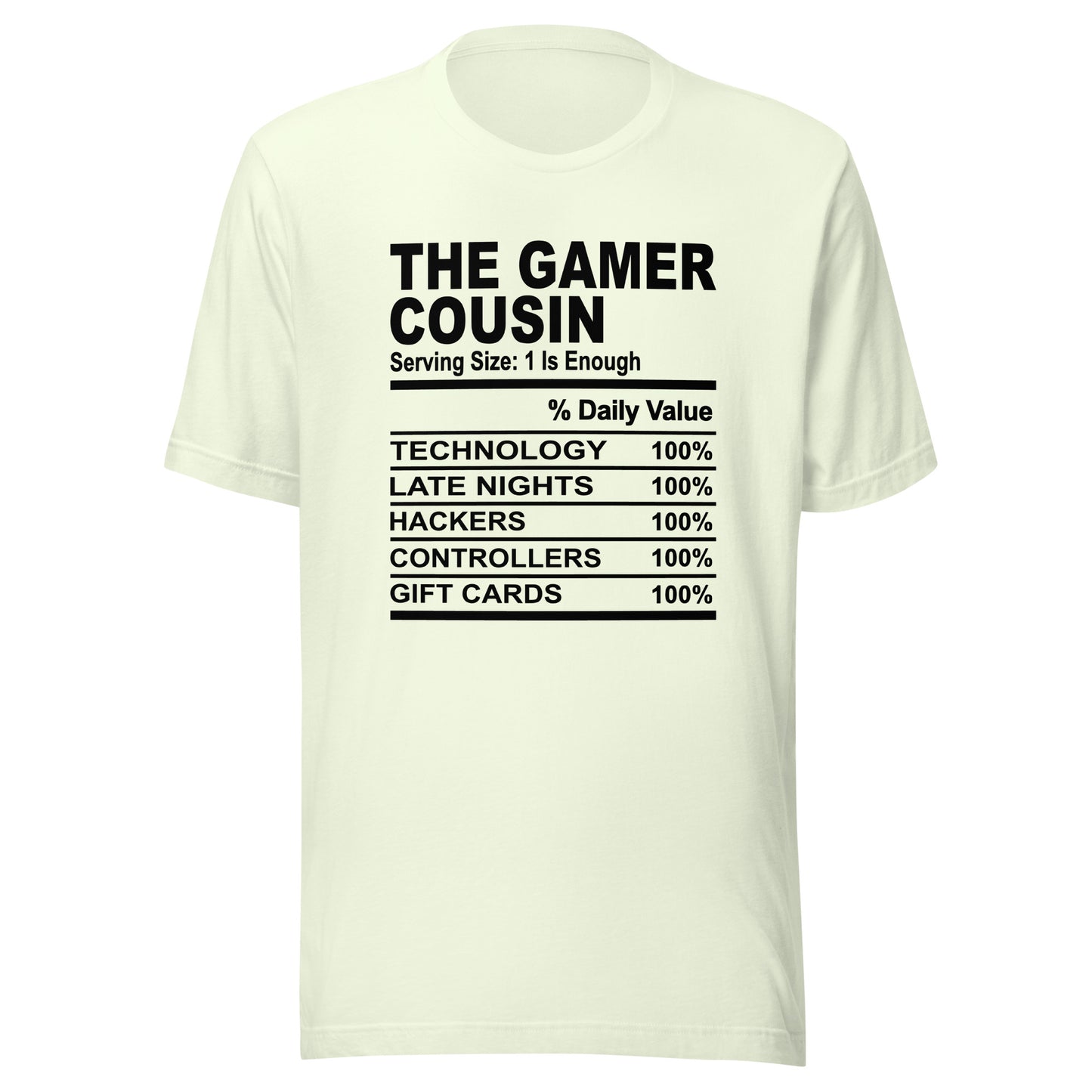 THE GAMER COUSIN - L-XL - Unisex T-Shirt (black print)
