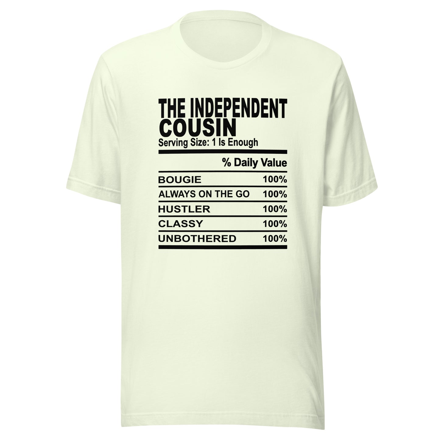 THE INDEPENDENT COUSIN - 2XL-3XL - Unisex T-Shirt (black print)