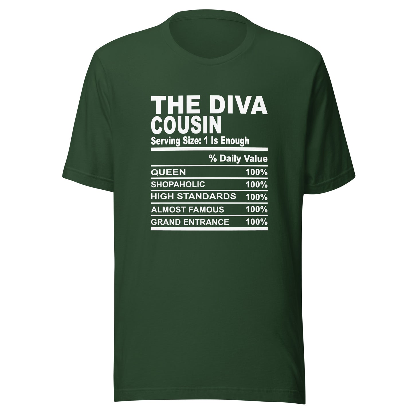 THE DIVA COUSIN - 2XL-3XL - Unisex T-Shirt (white print)