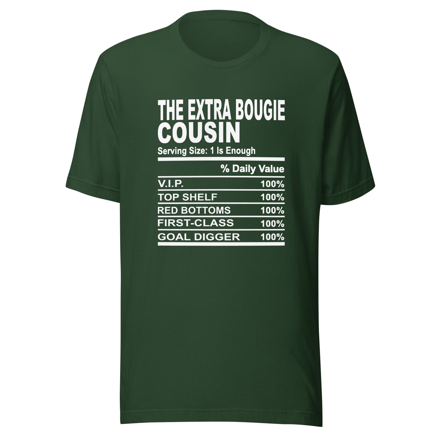 THE EXTRA BOUGIE COUSIN - L-XL - Unisex T-Shirt (white print)