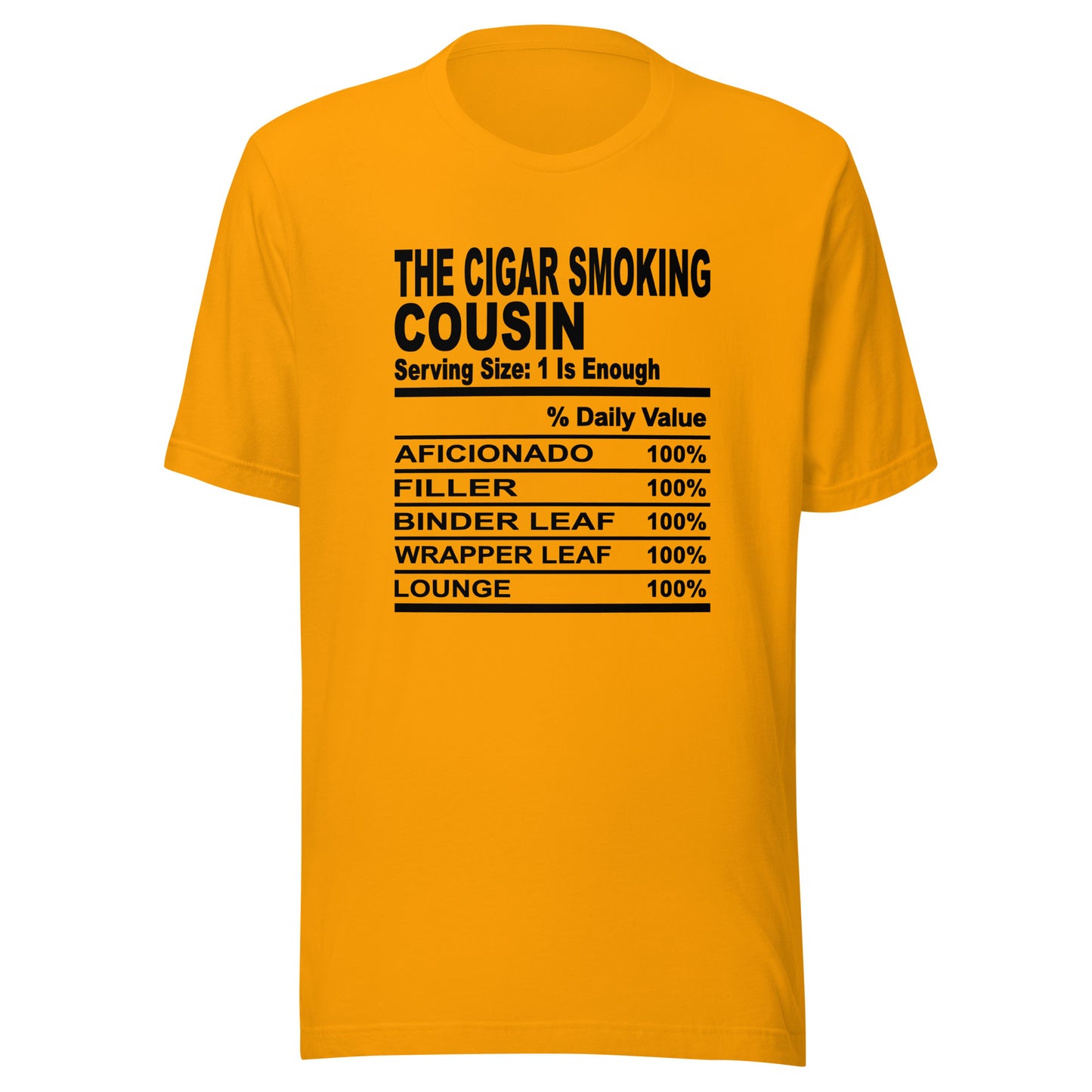 THE CIGAR SMOKING COUSIN - 2XL-3XL - Unisex T-Shirt (black print)