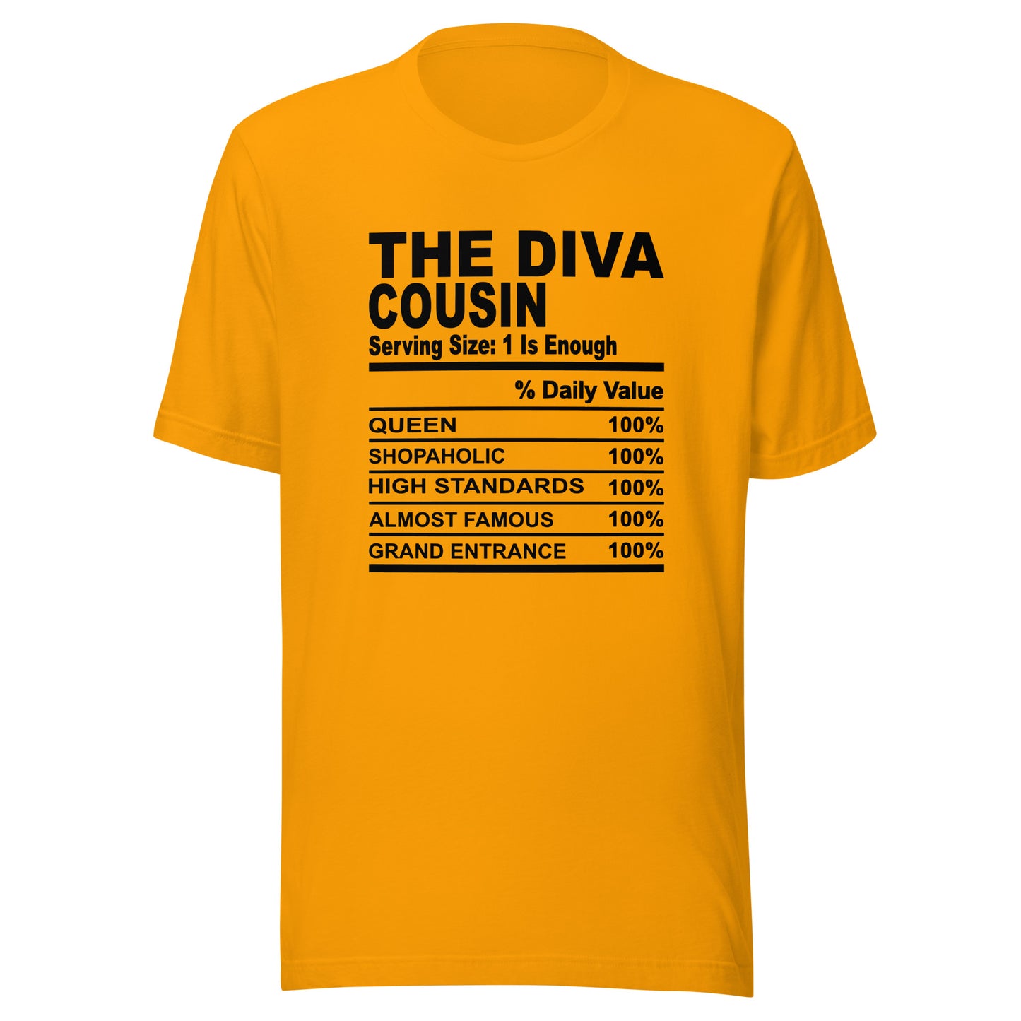 THE DIVA COUSIN - 2XL-3XL - Unisex T-Shirt (black print)
