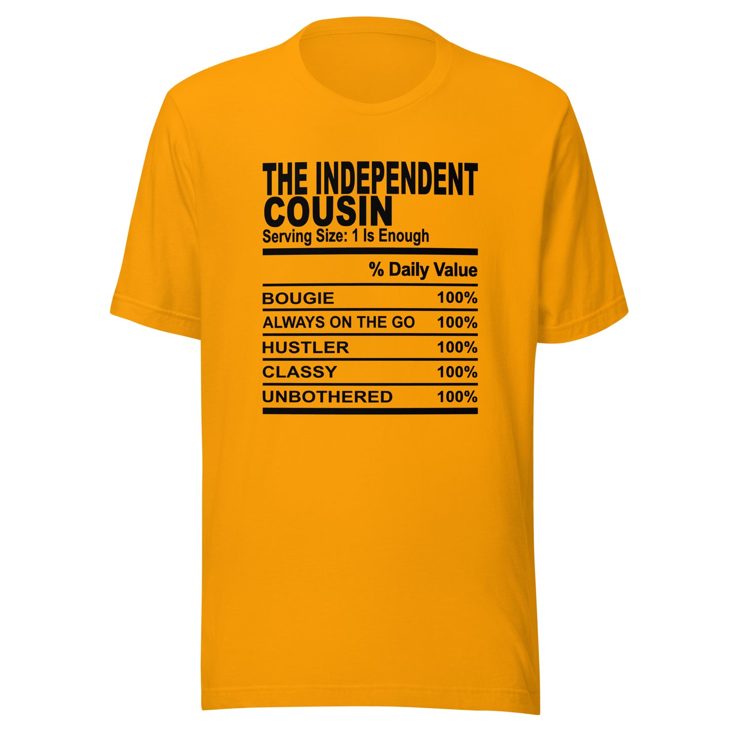 THE INDEPENDENT COUSIN - L-XL - Unisex T-Shirt (black print)