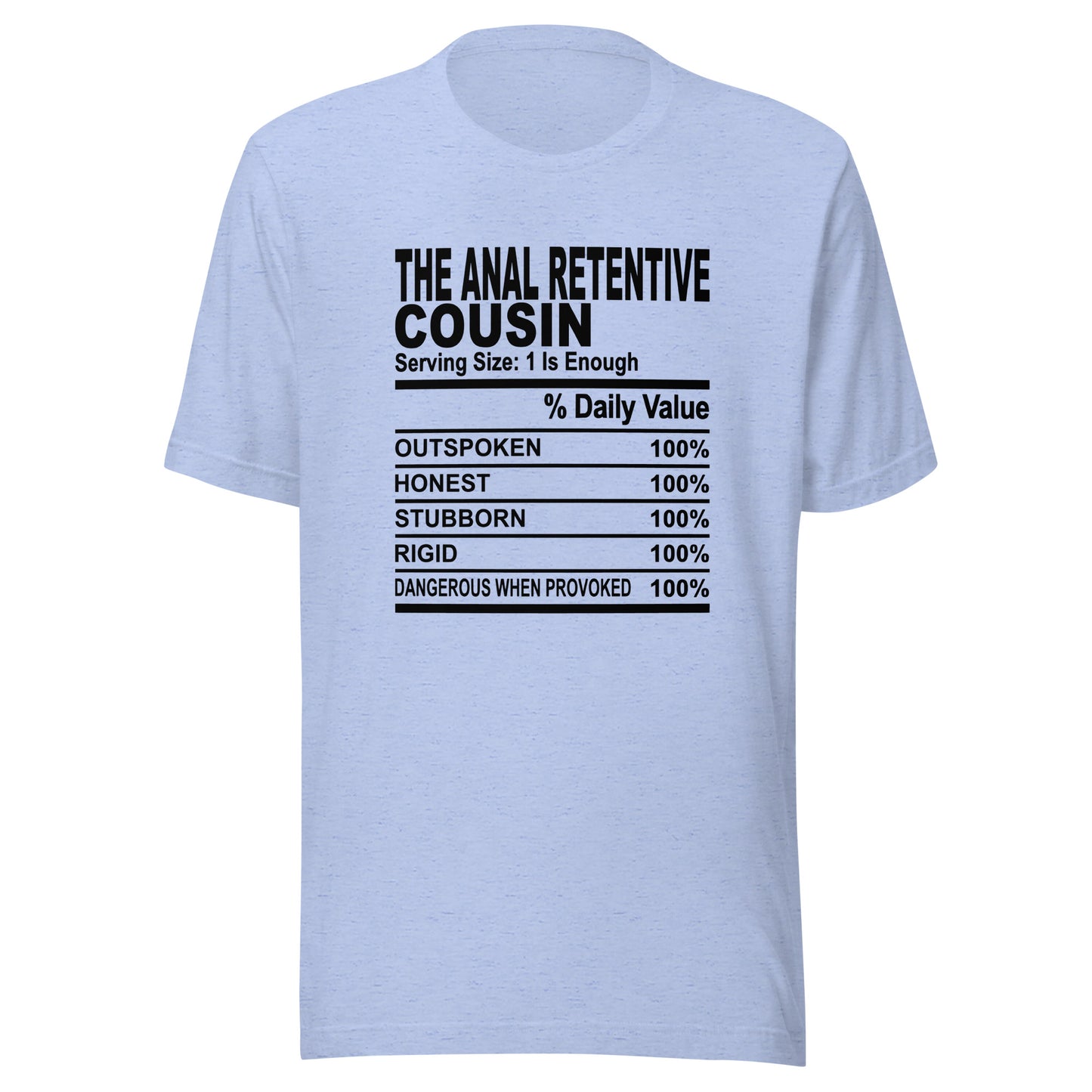 THE ANAL RETENTIVE COUSIN - L-XL - Unisex T-Shirt (black print)