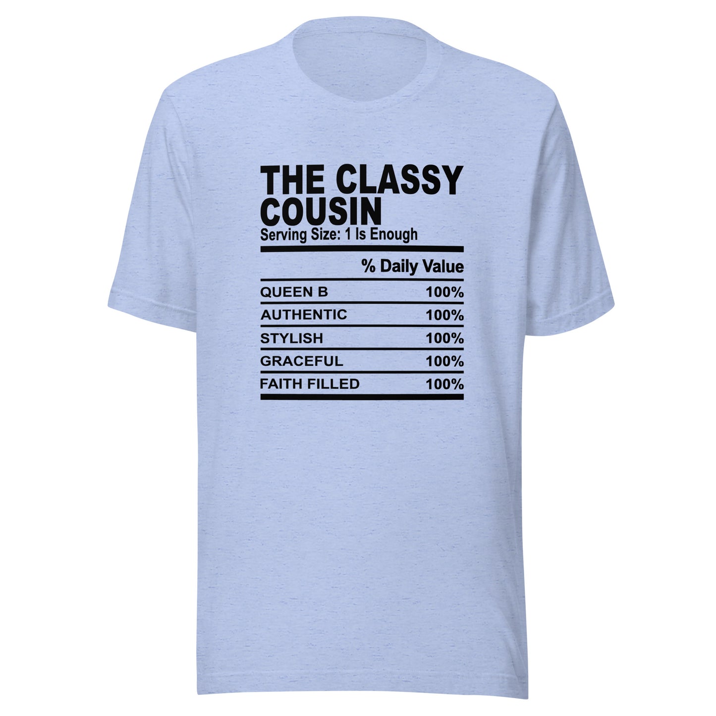 THE CLASSY COUSIN - L-XL - Unisex T-Shirt (black print)