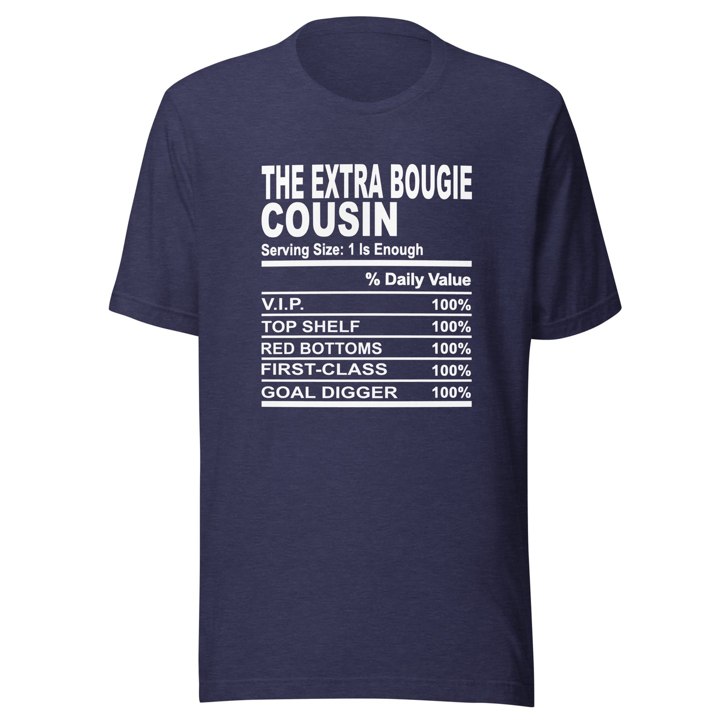 THE EXTRA BOUGIE COUSIN - L-XL - Unisex T-Shirt (white print)