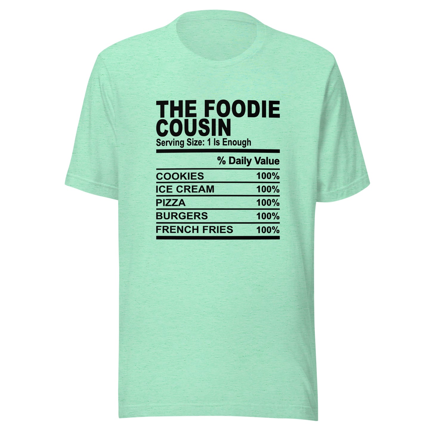 THE FOODIE COUSIN - 2XL-3XL - Unisex T-Shirt (black print)