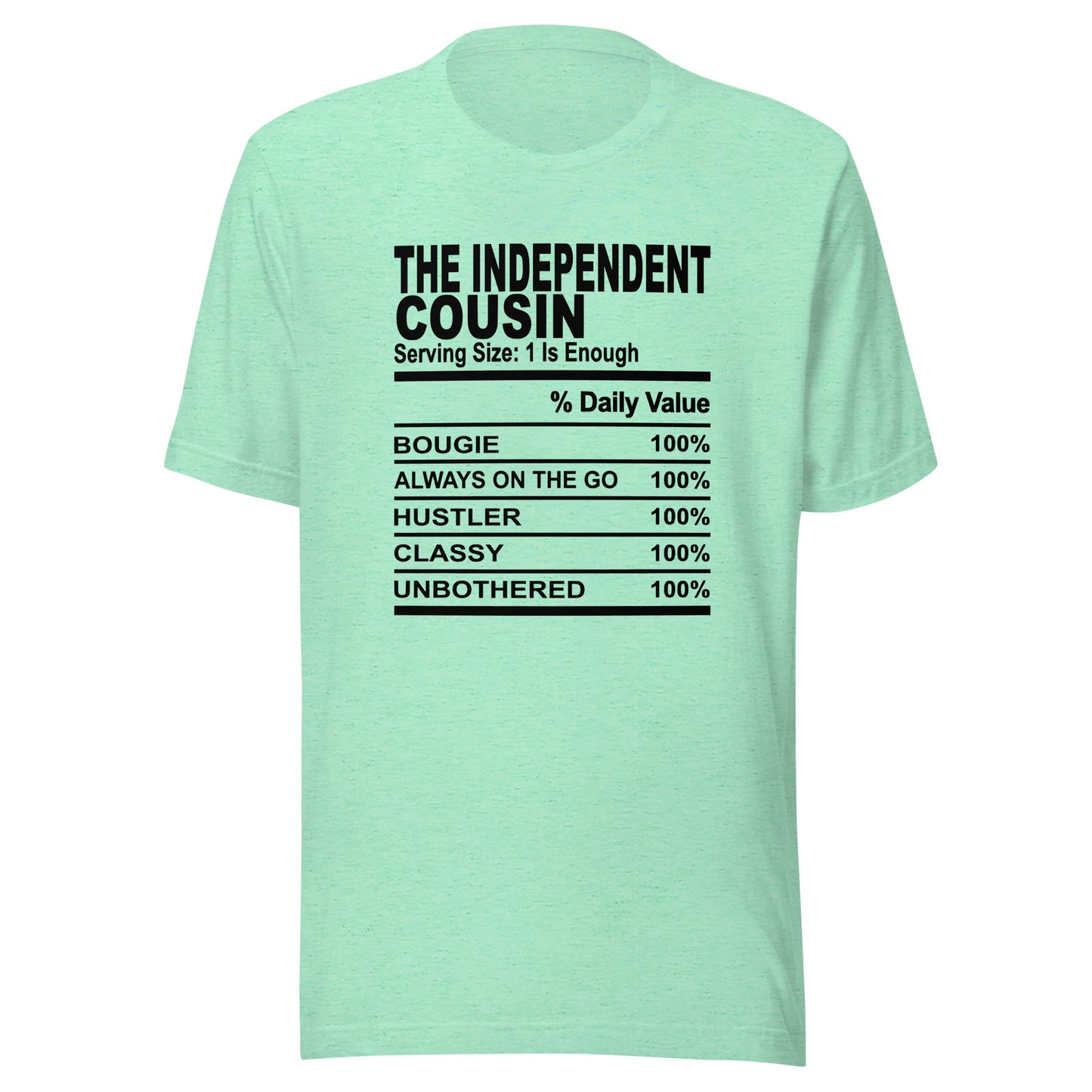 THE INDEPENDENT COUSIN - S-M - Unisex T-Shirt (black print)