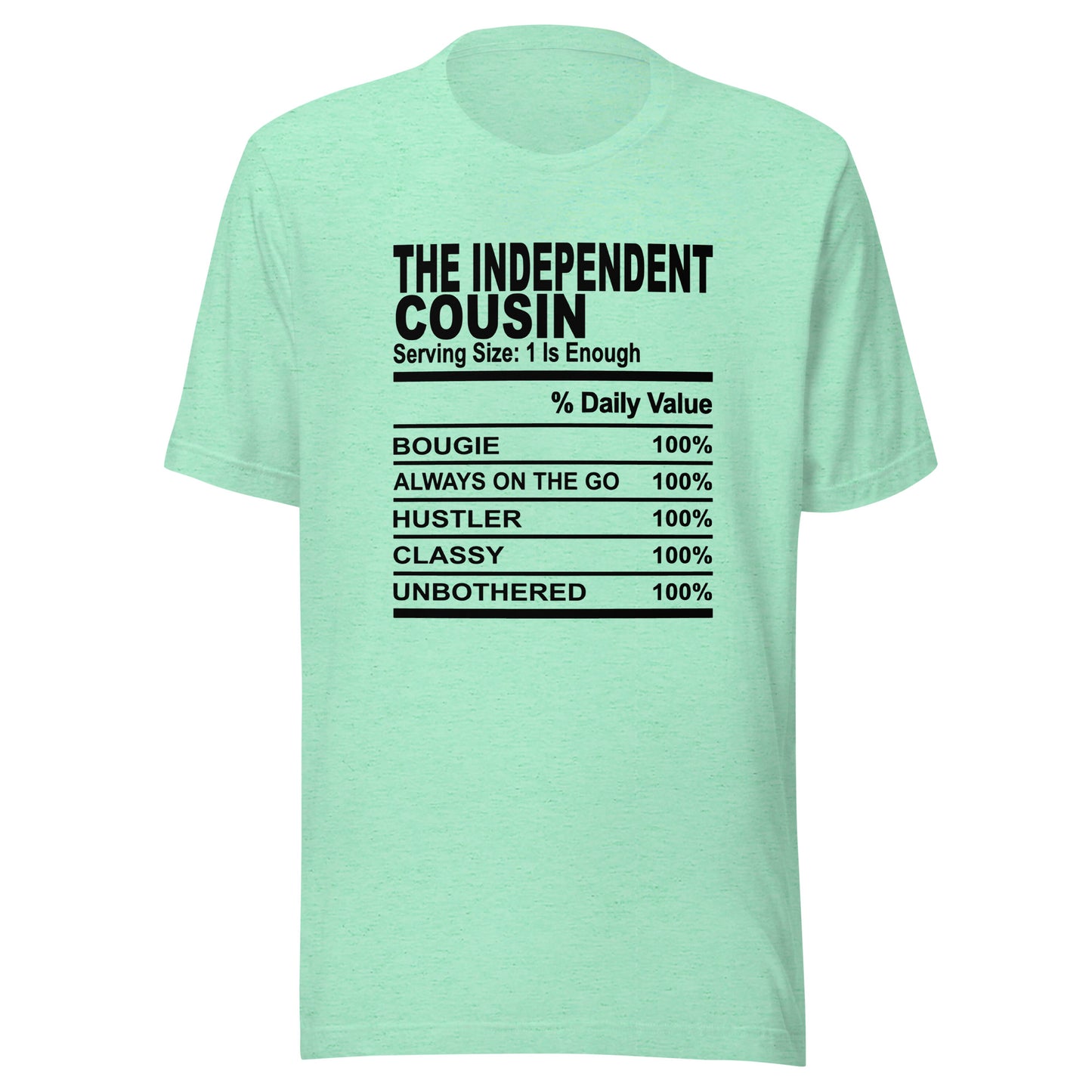 THE INDEPENDENT COUSIN - 2XL-3XL - Unisex T-Shirt (black print)